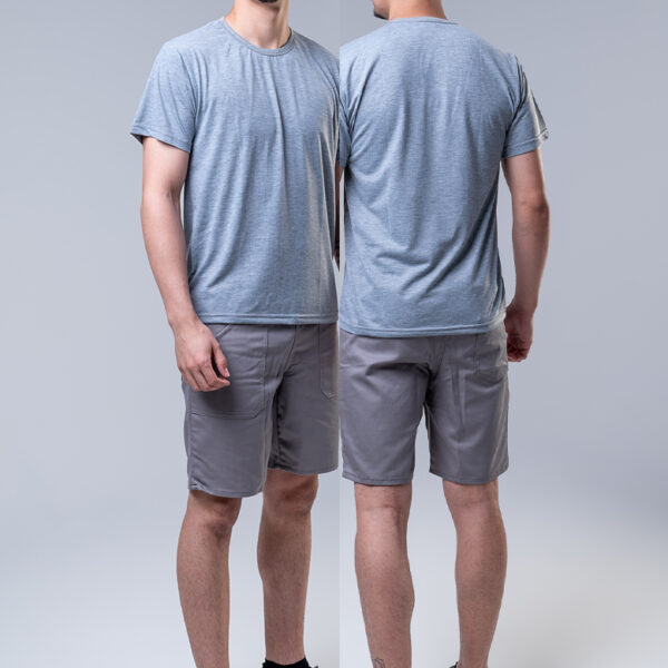 Camiseta cinza mescla manga curta 2+3